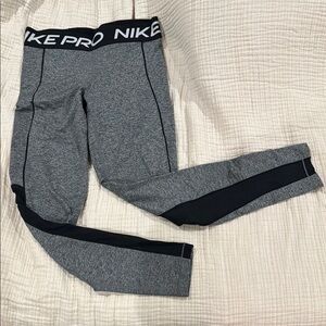 Nike Gray and Black Leggings with Compression Fit